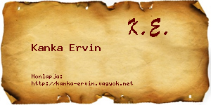 Kanka Ervin névjegykártya